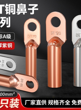 DT铜鼻子接线端子铜线鼻子紫铜镀锡铜接头16/25/35平方线耳鼻电力