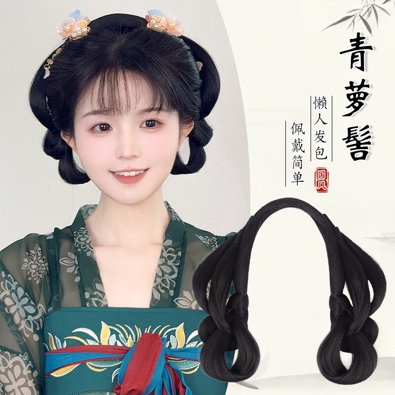 汉服假发一体式懒人造型明制古风假发唐风发包古装发髻头饰垫发女
