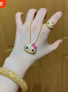 甜心kt!爆闪绝美卡通kt猫项链可爱百搭独特锁骨链小众设计气质