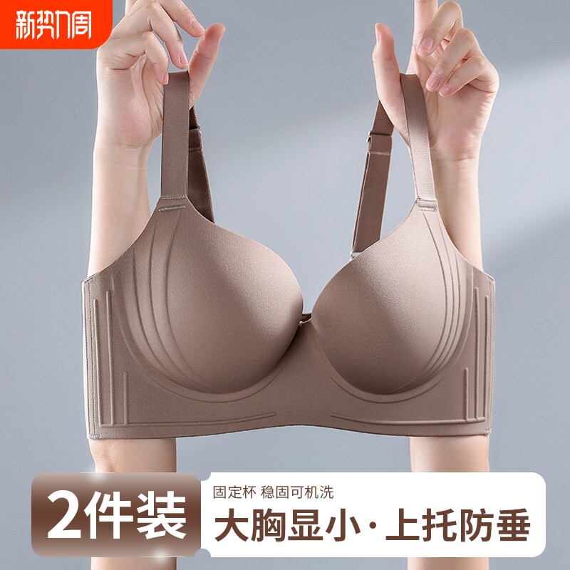 罗丽丝内衣女大胸显小全罩杯软钢圈聚拢防下垂收副乳胖mm大码文胸