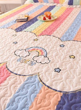 2024韩式绗缝夹大花边床盖A23342