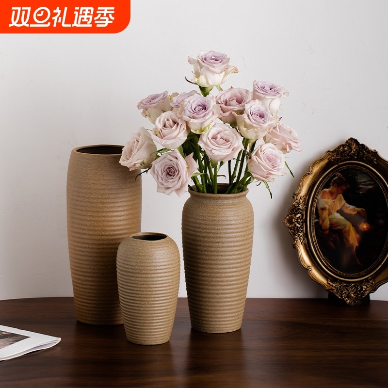中式复古花瓶陶罐陶瓷装饰干花水培鲜花展厅客厅插花餐桌家居摆件