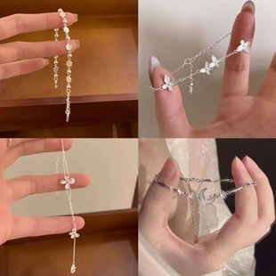 小桃灼灼栀子花蝴蝶手链花朵送礼物女友国风轻奢小众桃花手链