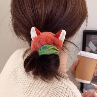 疯狂动物城朱迪尼克毛绒大肠发圈头绳女2025新款 发绳皮筋头饰发饰