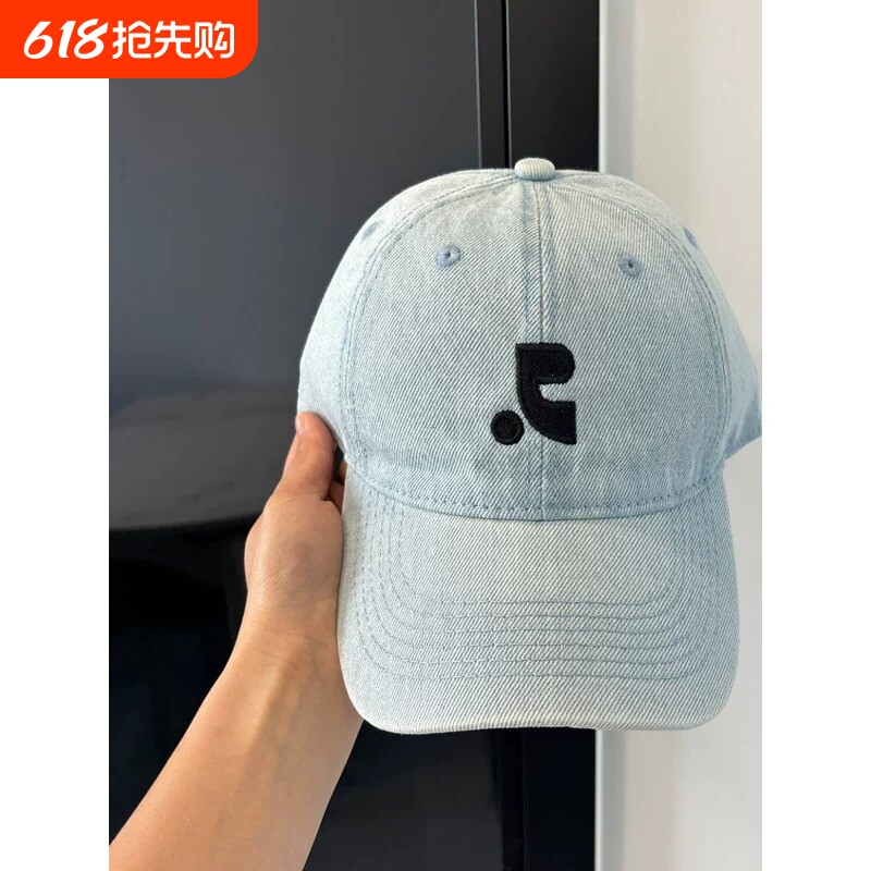 潮牌设计师款牛仔棒球帽女春夏季大头围显脸小鸭舌帽子男灰色宽檐