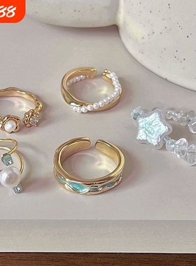 珍珠珐琅戒指女|266人收藏