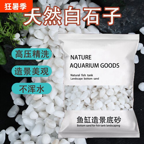 鱼缸白石子底砂石头免洗小白石子鹅卵石雨花石造景装饰底沙白色石