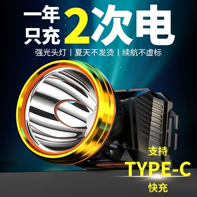 头灯2026新款强光充电超亮户外头戴式感应夜钓鱼专用照明小手电筒