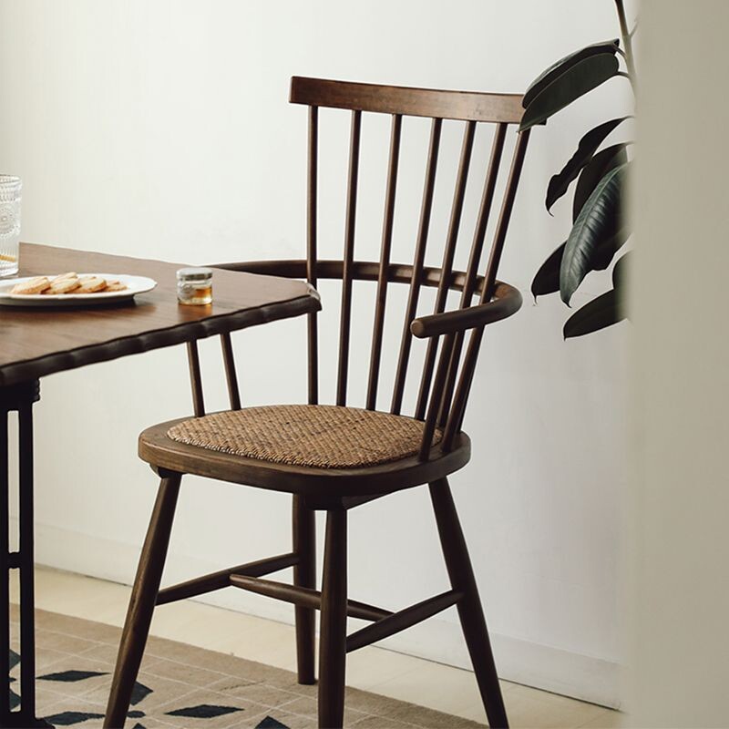b实木mcm中古扇贝温莎椅复古椅子书房藤编靠背椅子复古法式餐椅