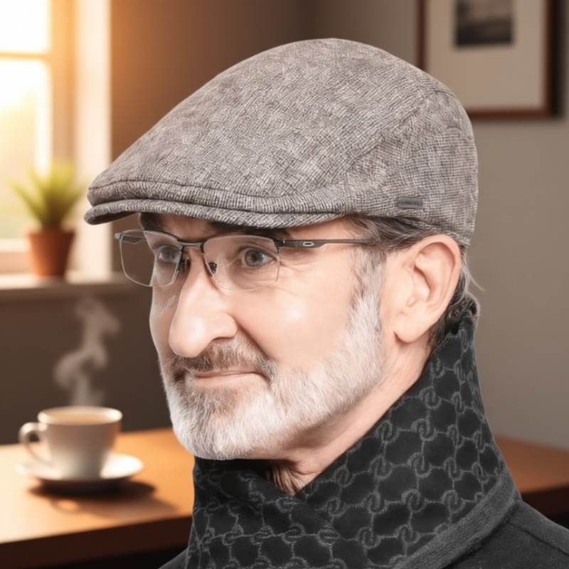 老年人帽子鸭舌帽男秋冬老头帽前进帽老人爷爷中年爸爸贝雷帽黑色