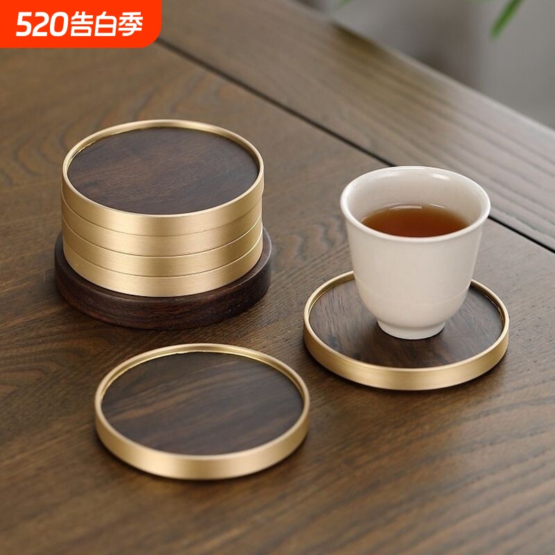 黑檀实木茶杯垫茶道功夫茶具配件茶盘茶桌摆件隔热垫茶托底托桌面