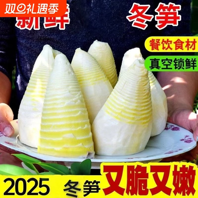新鲜冬笋现挖水煮笋清水笋尖竹笋新鲜500g袋装完整一个笋