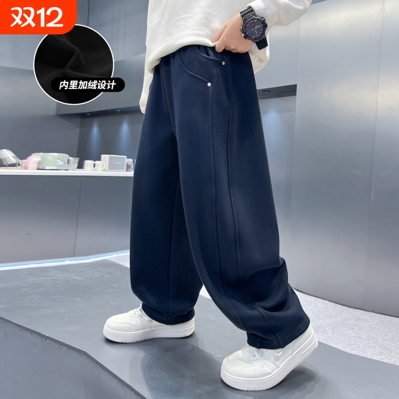 男童加绒裤子2025新款一体绒运动秋冬款加厚冬季大儿童卫裤春秋潮
