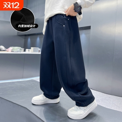 男童加绒裤子2025新款一体绒运动秋冬款加厚冬季大儿童卫裤春秋潮