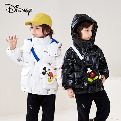 Disney/迪士尼宝宝羽绒服男女童加厚短款羽绒外套黑色白色白鸭绒