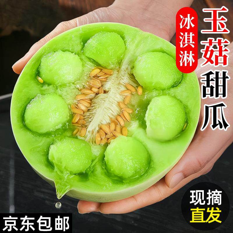 玉菇甜瓜冰淇淋新鲜水果应当季白蜜瓜香瓜脆甜哈密香瓜京东包邮