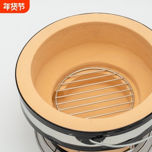 画溪炉业厂家批发日式碳烤提梁炉泥炉户外碳烤炉韩式陶土木炭烤炉