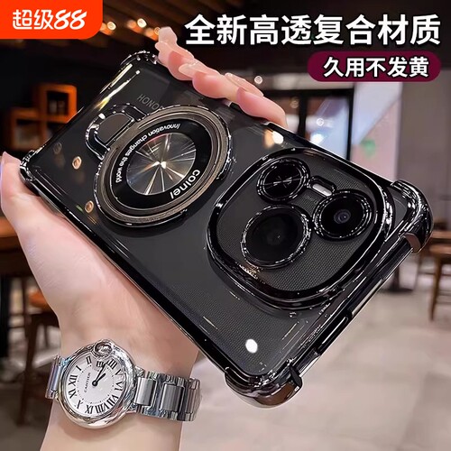 适用荣耀power手机壳新款磁吸带支架华为荣耀500Pro镜头全包300防摔气囊荣耀400Pro透软硅胶90男女高级保护套