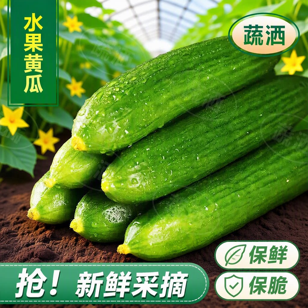 山东头茬脆嫩水果黄瓜小青瓜当季时令蔬菜水果生吃黄瓜轻食简餐