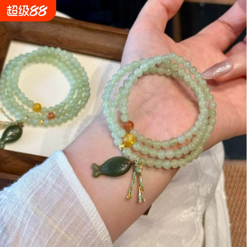 天然和田玉手链国潮多圈搭配