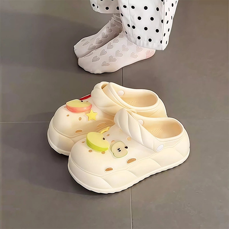 卡通立体配饰厚底洞洞鞋女ins包