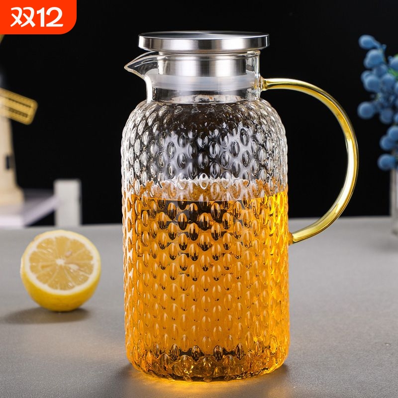 大容量高硼硅玻璃耐高温米粒凉水壶家庭客厅简约果汁饮料冷水壶