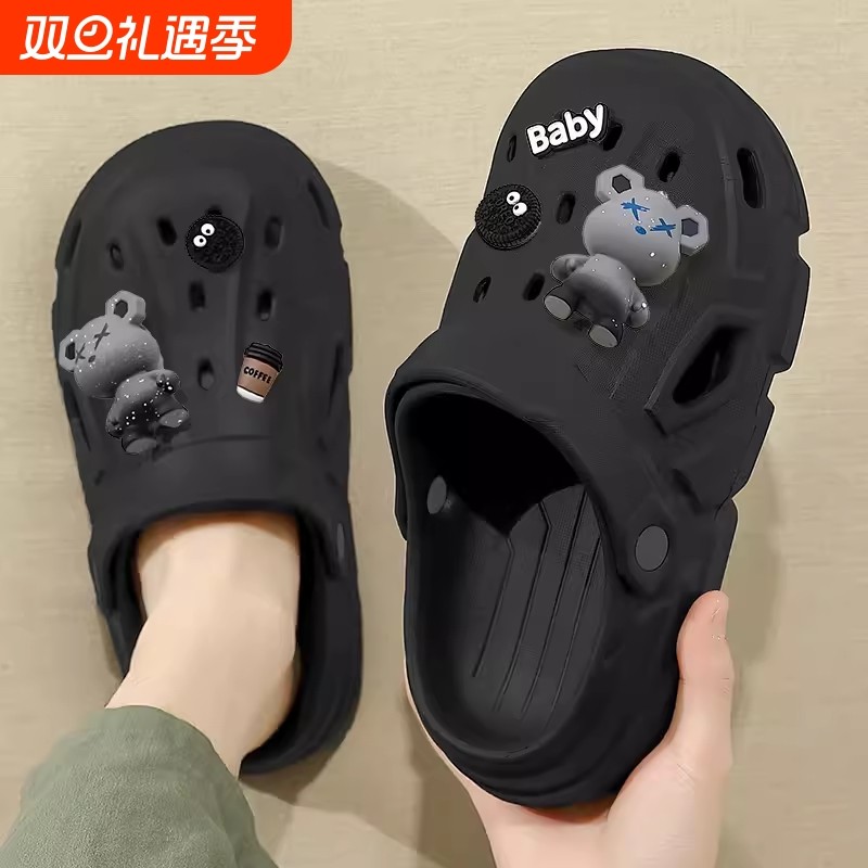 新款洞洞鞋男款夏季外穿沙滩防滑厚底凉拖鞋男士夏天2025踩屎感男