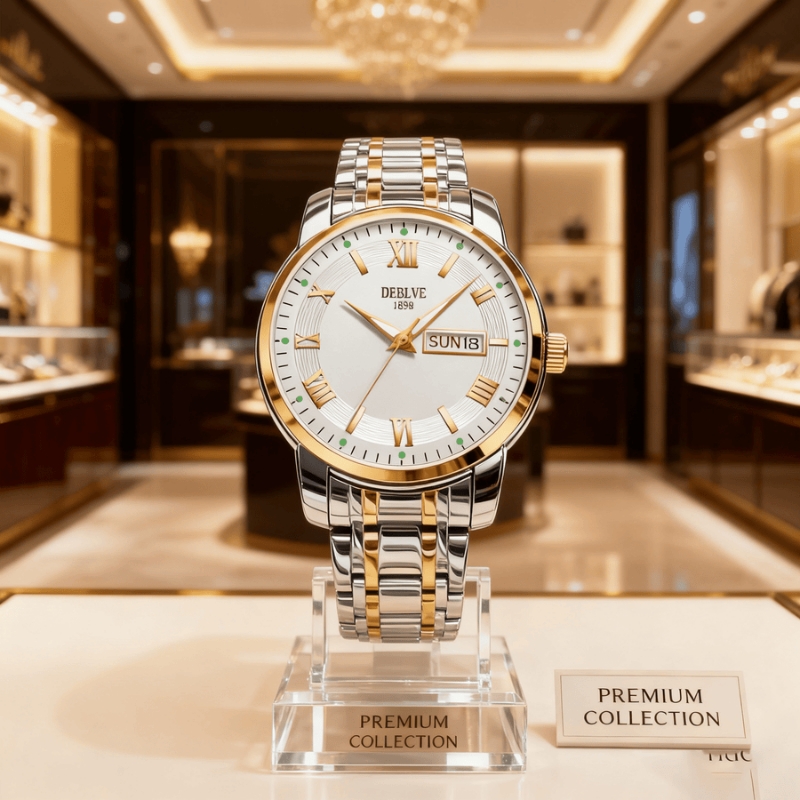 手表男全自动非机械表钢带男款商务防水石英腕表正品名牌镂空男士