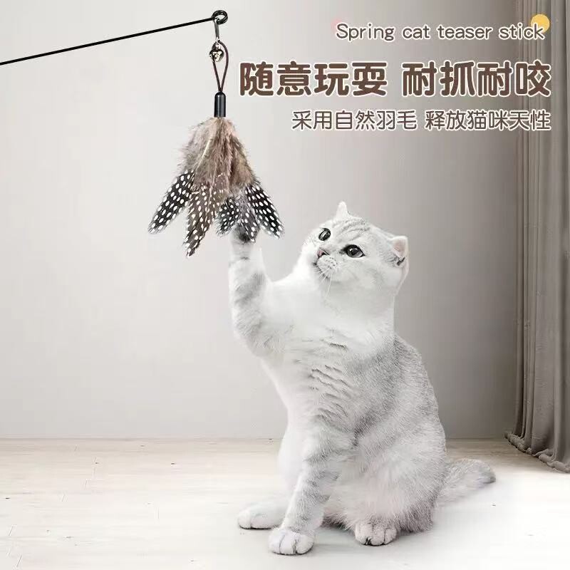 逗猫棒羽毛铃铛替换头耐用弹力解闷狗狗玩具猫玩具多规格