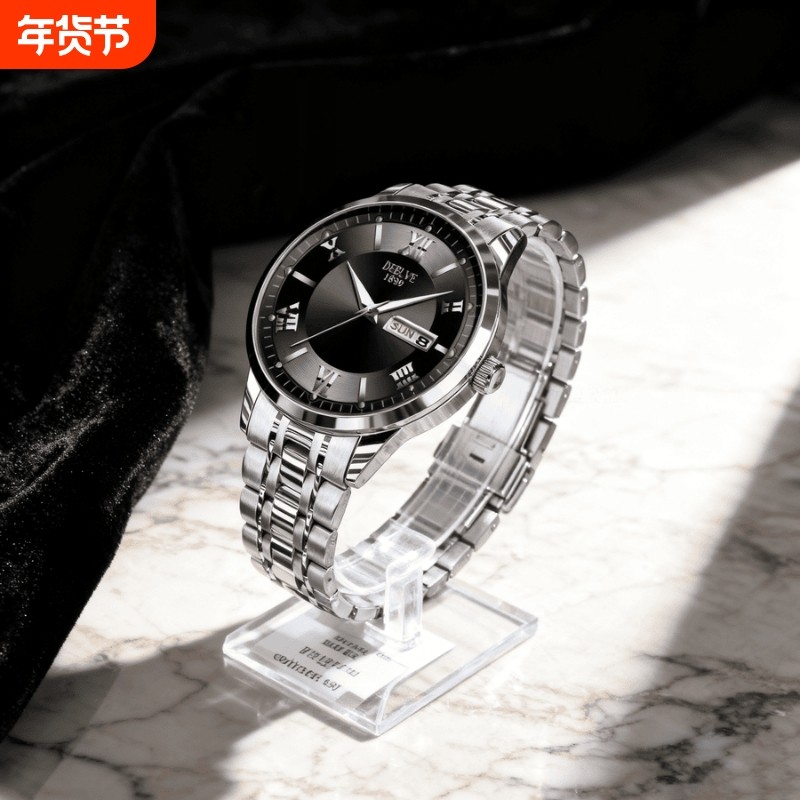 男款商务防水石英腕表镂空男士手表男正品名牌全自动非机械表钢带