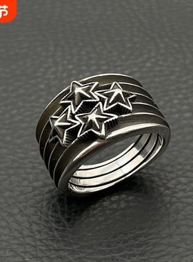ODEK复古纳瓦霍条纹星星戒指codysanderson风格四连指环男刻字
