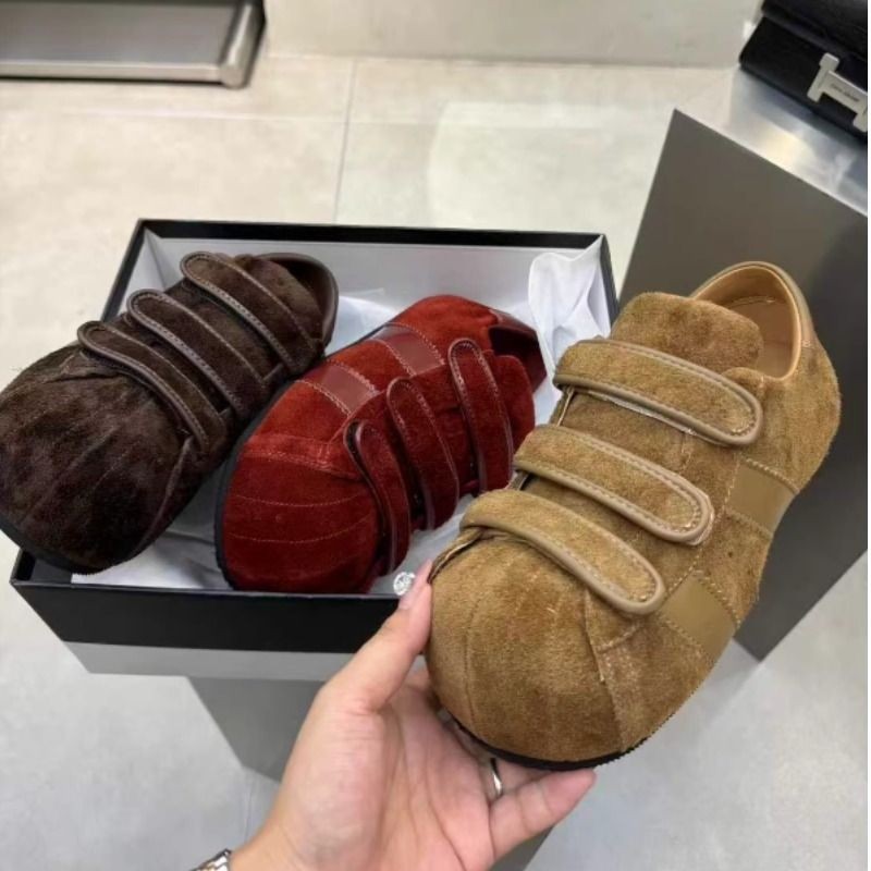 新款魔术贴休闲鞋女时尚百搭圆头平底内增高阿甘鞋复古百搭德训鞋