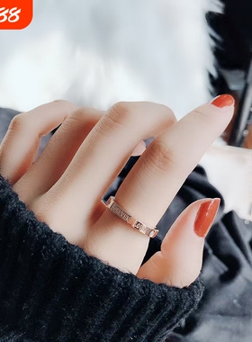 韩版简约时尚英文字母食指环戒指女潮人小指尾Z戒子装饰玫瑰金