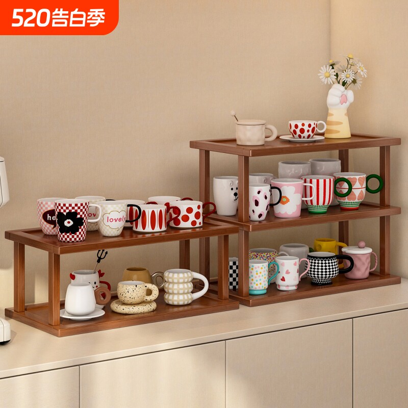 杯架桌面水杯茶杯展示收纳咖啡店吧台转角台面整理架子简约餐边柜