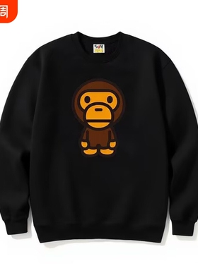 潮牌APE卫衣重磅SHARKBAPE猿人鲨鱼迷彩秋冬季亲子装加绒纯棉黑色