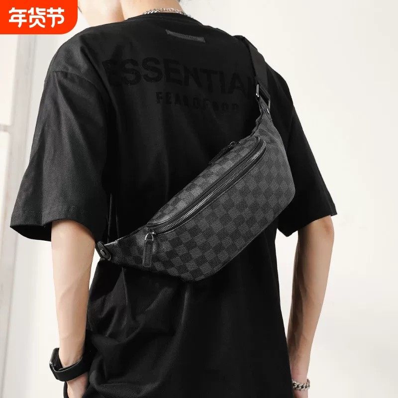 2025新款格子胸包腰包 潮流时尚单肩包斜挎小包商务休闲 小挎包潮