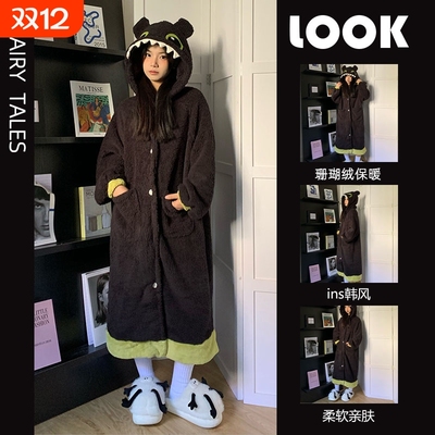 小红书种草珊瑚绒睡衣秋冬季女厚