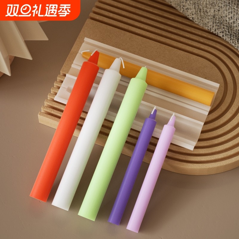 水晶滴胶diy光面常规大小长条圆形蜡烛杆硅胶模具香薰氛围蜡烛模