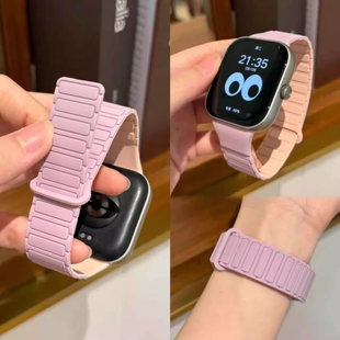 张靖仪同款适用小米手环9pro表带新品硅胶磁吸8pro智能手环腕表带红米watch5/4表链高级感男女款替换表配件