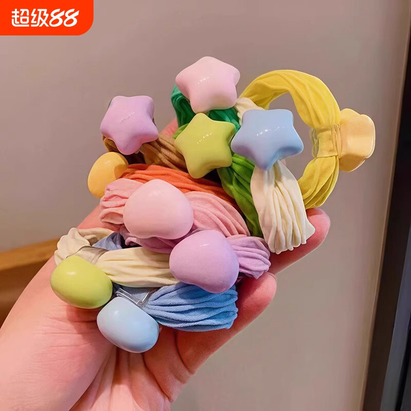 儿童小女孩毛巾圈女童扎马尾丸子头发绳发圈糖果色不伤发头绳发饰