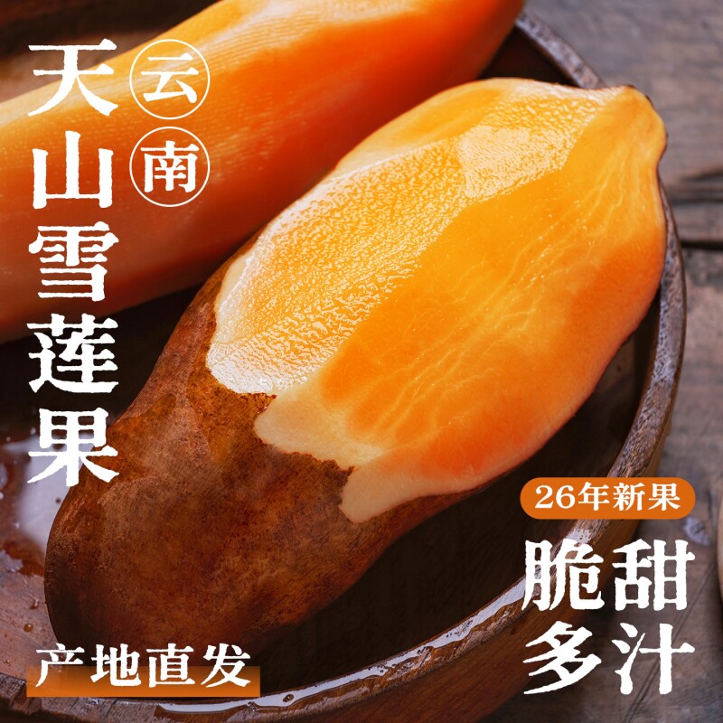 云南天山雪莲果当季现挖整箱新鲜水果脆甜黄心雪连果时令大果