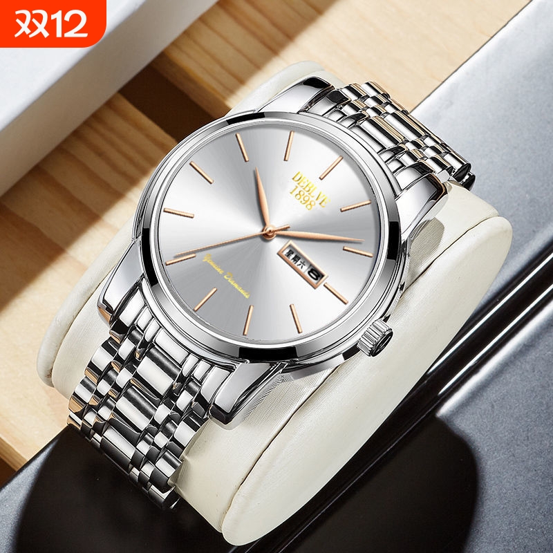 正品名牌钢带商务防水石英腕表高级感男士男款手表全自动非机械表