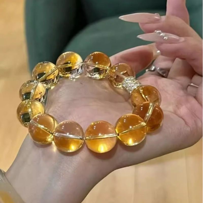 新款手链女高级感显白人造黄水晶手串时尚气质百搭高颜值转运珠