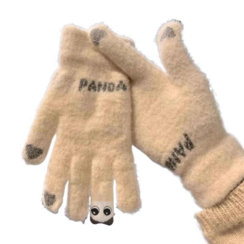 毛线手套女冬季可爱可触屏加绒加厚保暖骑行车五指冬天防寒棉手套,居家日用,保暖手套,淘宝优惠券,粉丝福利购,淘宝优惠卷