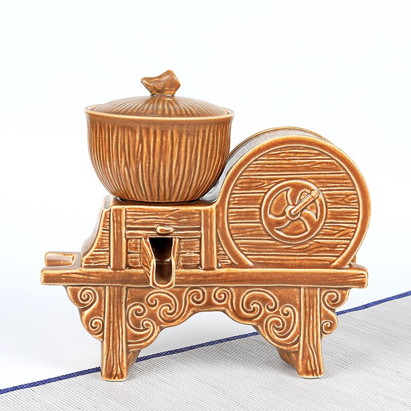 懒人石磨茶具套装家用防烫旋转自动过滤功夫茶杯泡茶壶盖茶海