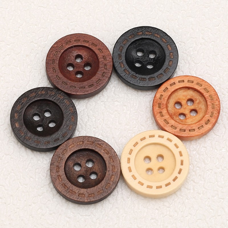 木质复古纽扣儿童大衣扣子衬衫衣服开衫实木装饰扣百搭圆形木头扣