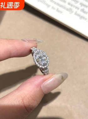 微镶满钻椭圆鸽子蛋开口戒指复古轻奢时尚高级感小众设计优雅指环