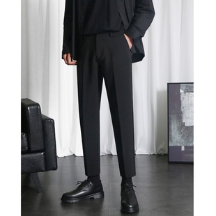 直筒九分裤 加绒休闲裤 秋冬新款 OWNR 裤 男修身 垂感西装 黑色小西裤
