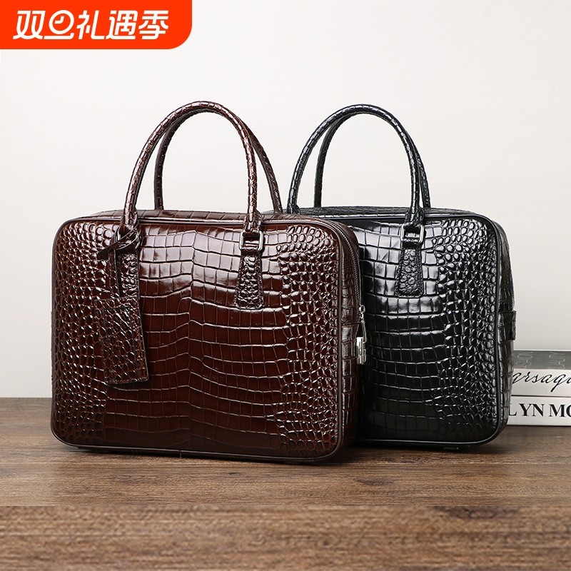 鳄鱼肚纹男士经典手提包商务公文包大容量男包电脑包男用商务款