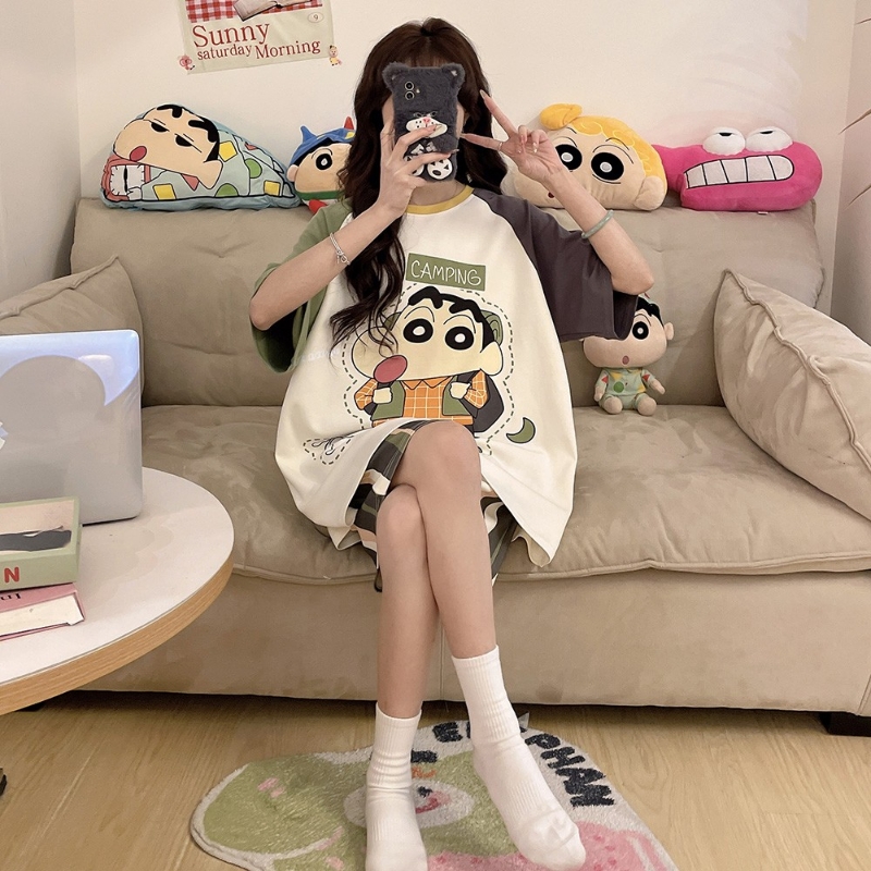 女童睡衣短袖纯棉薄款夏季中大童卡通儿童公主风亲子装家居服套装